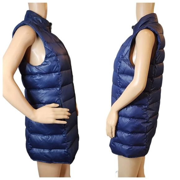 Roots Canada duck down/feathers navy blue long puffer vest. Women's size small. - Picture 4 of 16